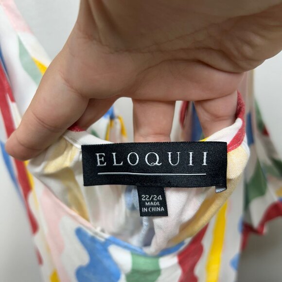 Eloquii Striped Maxi with Low Back multi-color striped squiggle retro vibes 22/2 - Picture 8 of 12